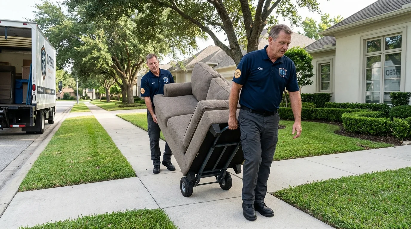 Local residential moving crew loading furniture in Summerland, CA